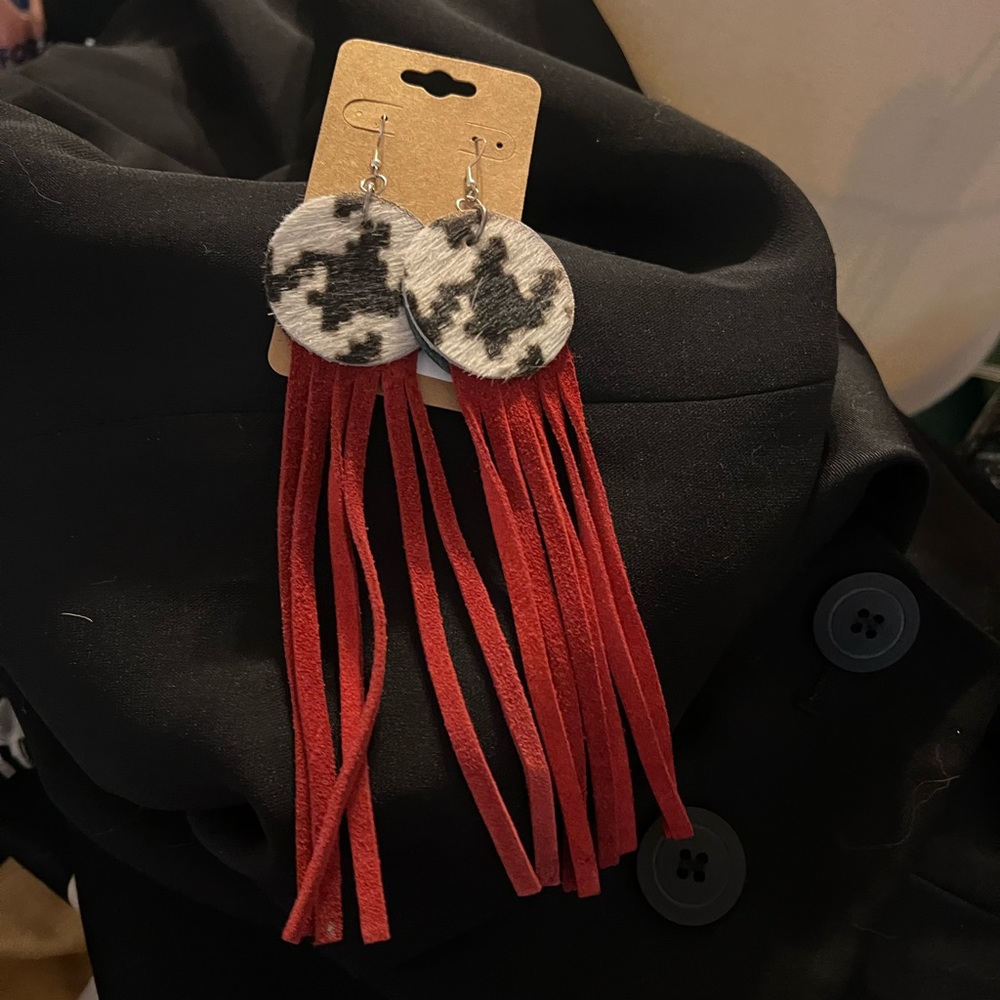 Long Suede Fringe Earrings with Hypoallergenic French hooks